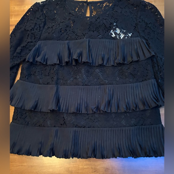 J. Crew, NWT Lace Blouse with Ruffle Accents. Black, Size 2 & 4 - Picture 10 of 10
